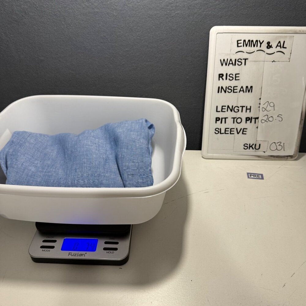 Just Jeans Womens 100% Linen Button Down Shirt Size 12 Blue Coastal Casual Beach - Picture 8 of 11